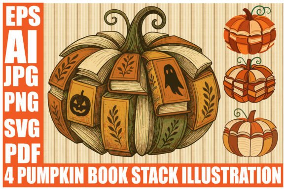 4 Pumpkin Book Stack Clipart Set: A Strategic Creative Resource for Fall and Halloween Projects