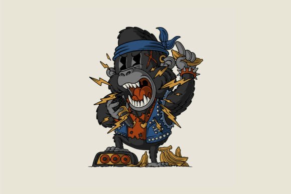 Cartoon Gorilla Mascot As Rock Singer