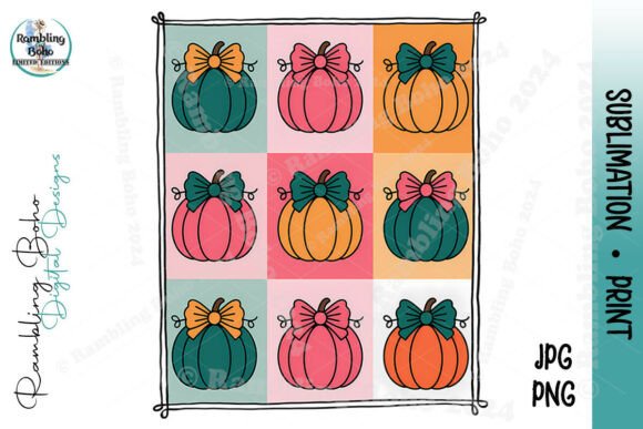 Colorful 9-Grid Pumpkins Pink Teal Fall: A Versatile Design for Fall Projects