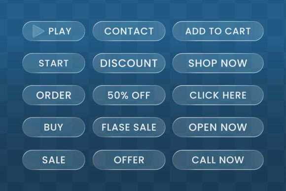 Glass Morphism Transparent Buttons Set: A Modern Design Essential