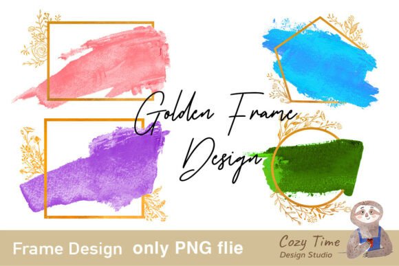 Golden Flower Brush Stroke Frame PNG: Elevate Your Designs with Timeless Elegance