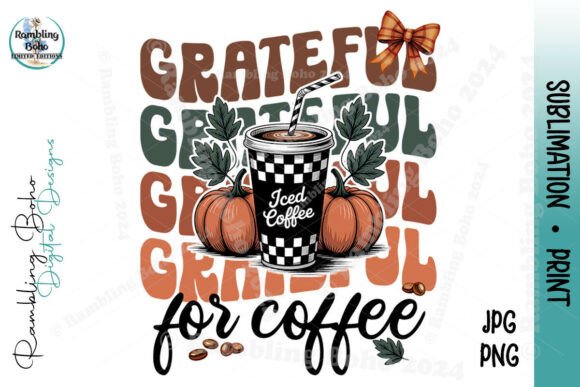 Grateful for Coffee Word Repeat Fall: A Unique Design for Versatile Use