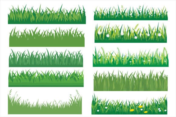 Green Grass Borders for Creative Projects