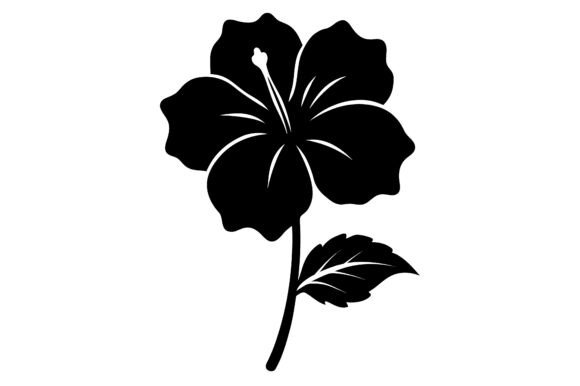 Hibiscus Clip Art Black Silhouette