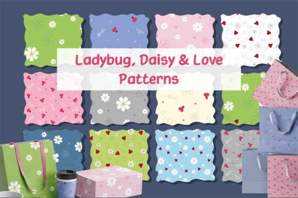 Ladybug Daisy Love Patterns Set: Springtime Charm for Creative Projects