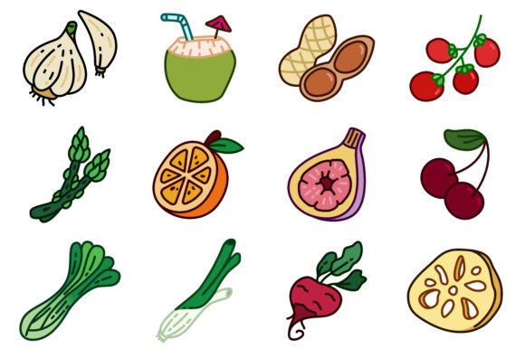 Line Style Colored Vegetable Icons for Modern Visual Design