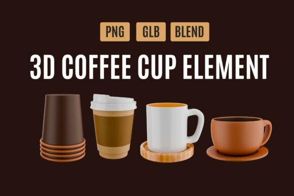 Modern 3D Coffee Cup Pack 03 – Elevate Your Creative Projects with Realistic Coffee Elements
