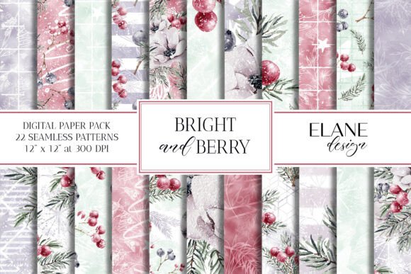 Pastel Floral Christmas Digital Paper for Creative Projects