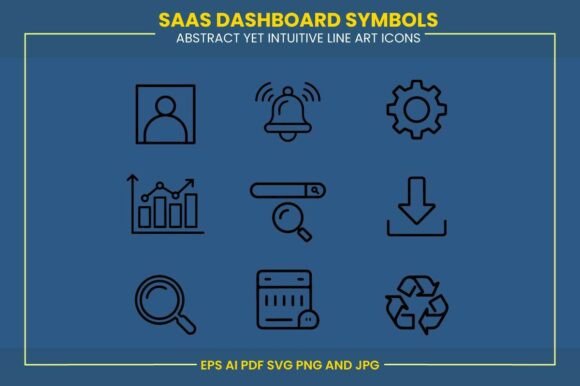 SaaS Dashboard Line Art Icon Set