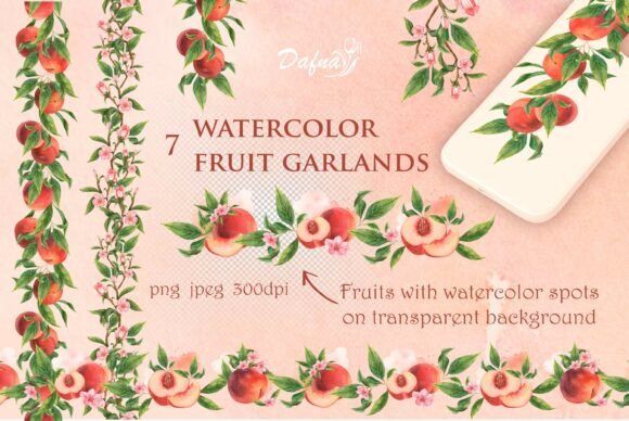 Watercolor Peach Garlands: Elevating Design with Organic Elegance