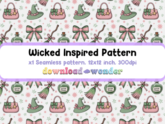Wicked Inspired Seamless Pattern PNG: A Pastel Dream for Creative Projects